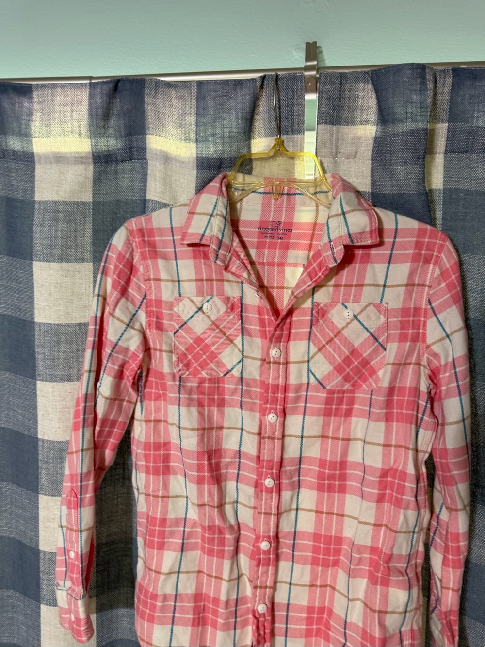 Vineyard Vines Girl Pink Plaid Flannel Button Down Shirt 12-14